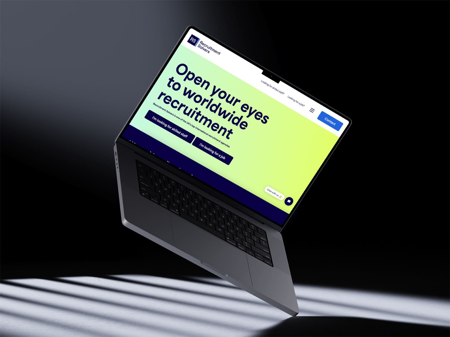 MacBook Pro laptop illustrating the Recruitment Solvers website